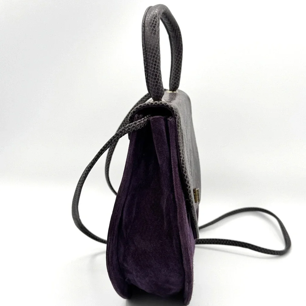 Vintage Reem‎ USA Purple Suede Leather Shoulder Bag 1980s Retro Glam Read